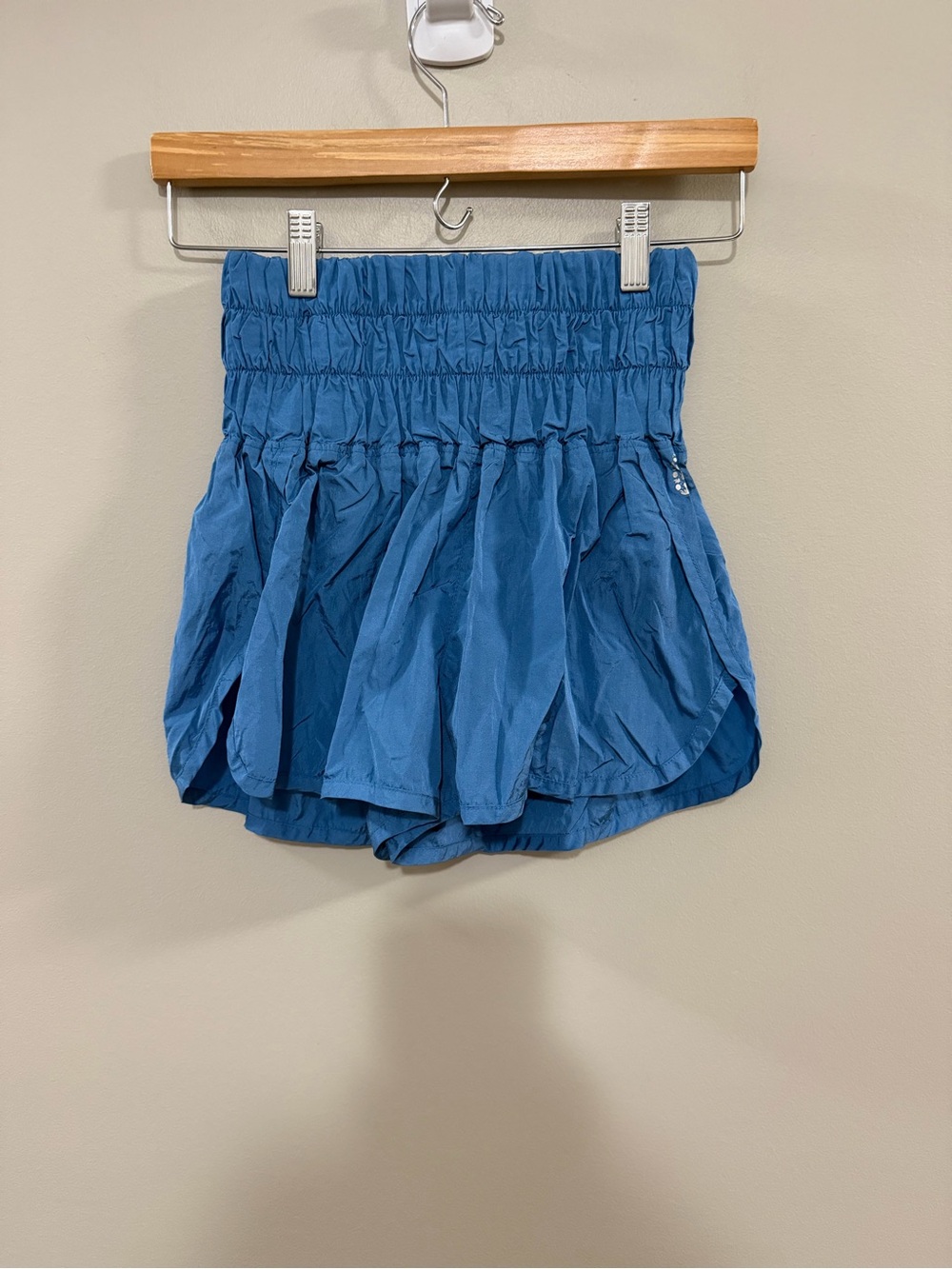 FP Movement by Free People The Way Home Blue Smocked Waist Athletic Shorts